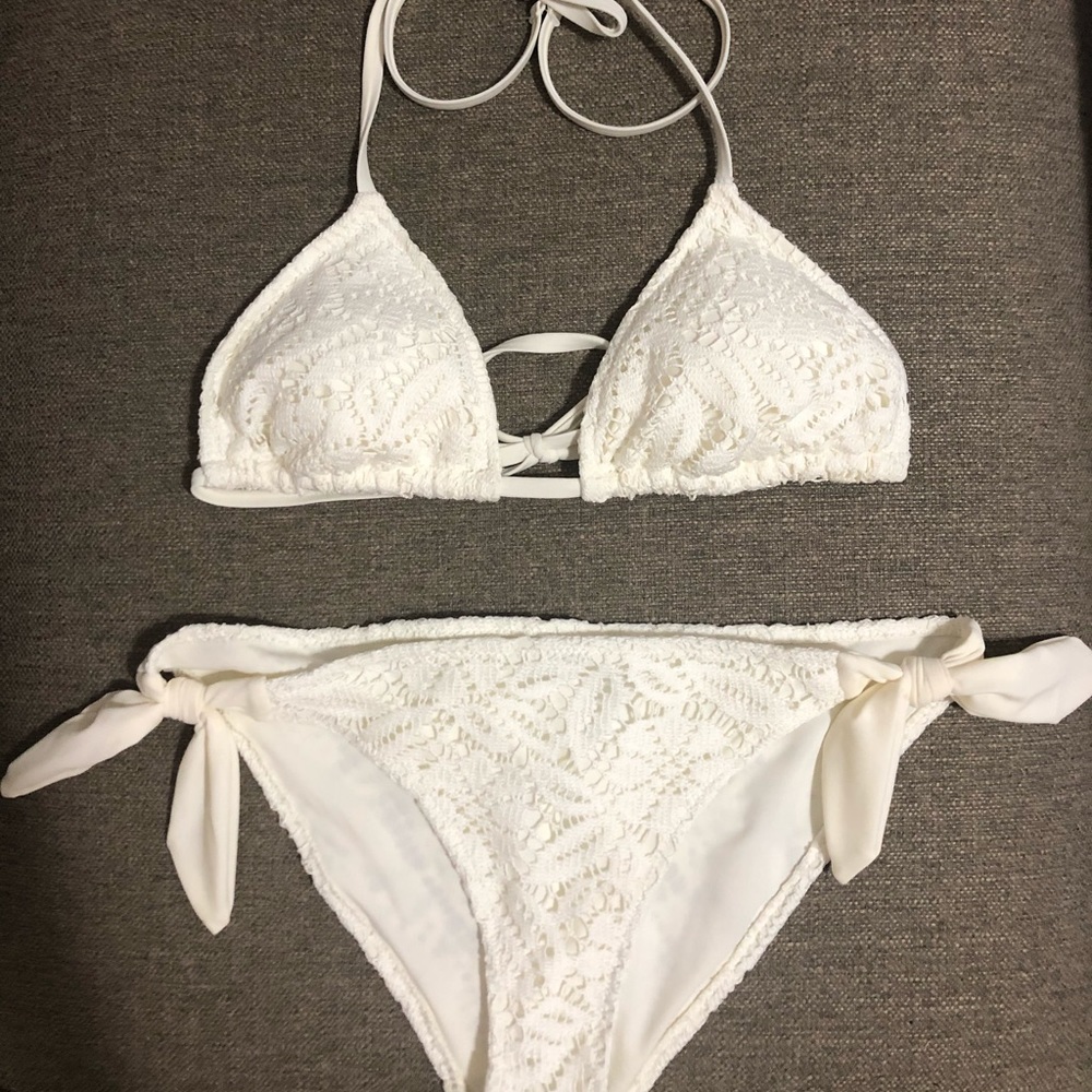 New Aerie White Lace Bikini Set Sz: Small